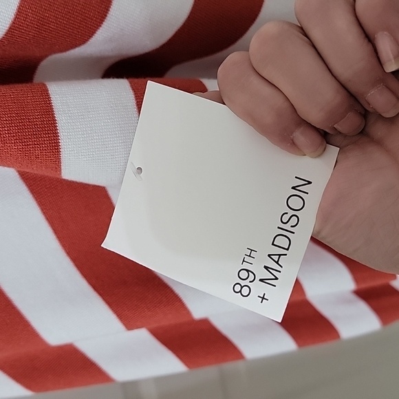 89th & Madison Size 2X Burnt Orange & White V-Stripe Dolman Sleeve Sweater, NEW - Picture 4 of 13